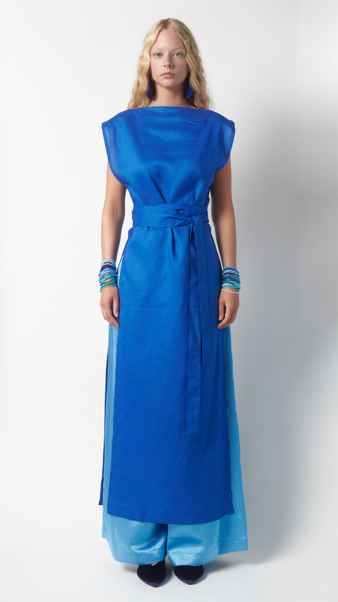 Kimono blu zaffiro lungo