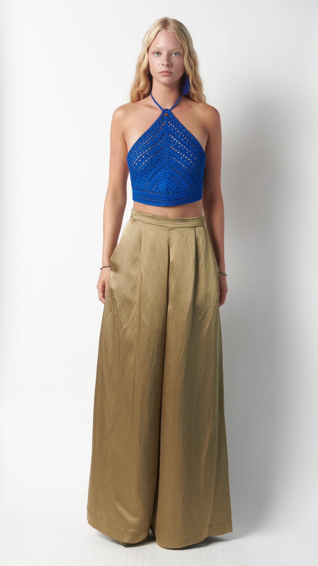 Pantalone palazzo verde oliva