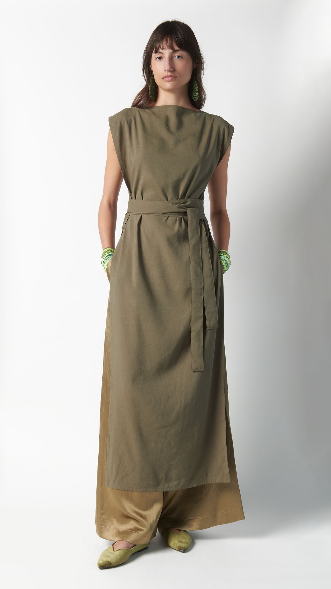 Kimono verde oliva lungo