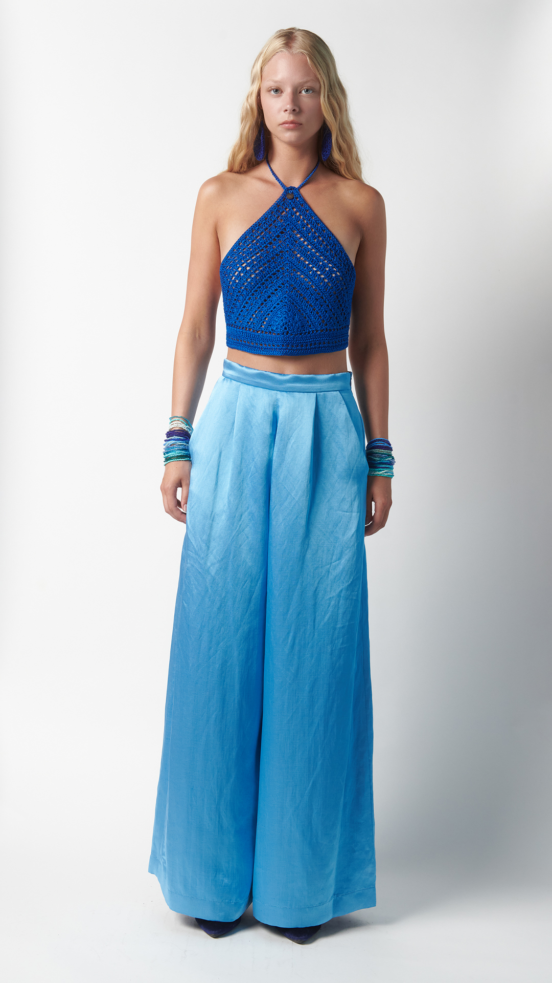 Pantalone palazzo blu navy